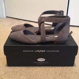 Dr. Scholl’s memory foam grey suede flat shoe
